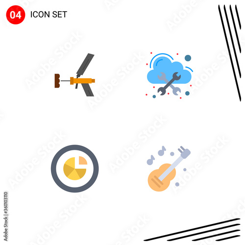 Universal Icon Symbols Group of 4 Modern Flat Icons of foamgun, management, foam, gun, analytics photo