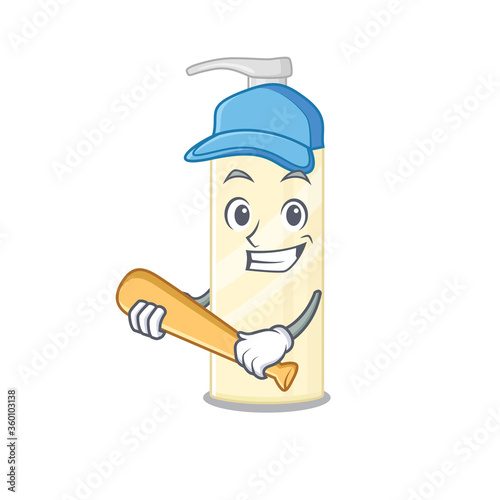 Cool hair mask caricature picture design playing baseball