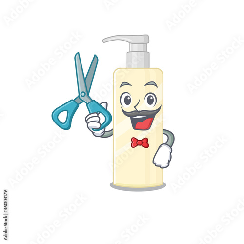 Hair mask talented barber cartoon character design working in the barbershop