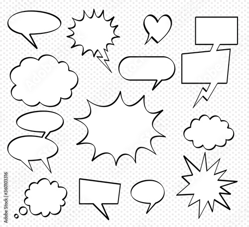 A set of comic speech bubbles and elements