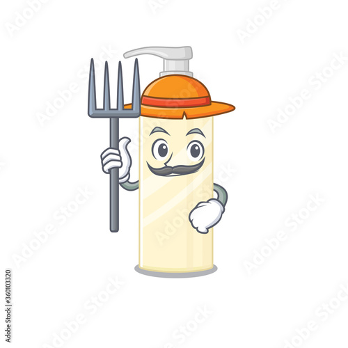 Farmer hair mask mascot design working with a hat