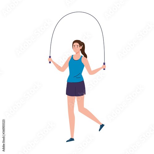 woman jumping rope, sport recreation exercise