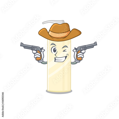 A wise cowboy of hair mask Cartoon design with guns