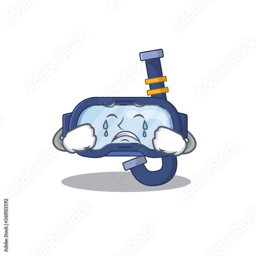 Caricature design style of dive glasses with a sad face