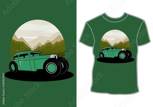 the car is on summer vacation at the beach, t-shirt design
