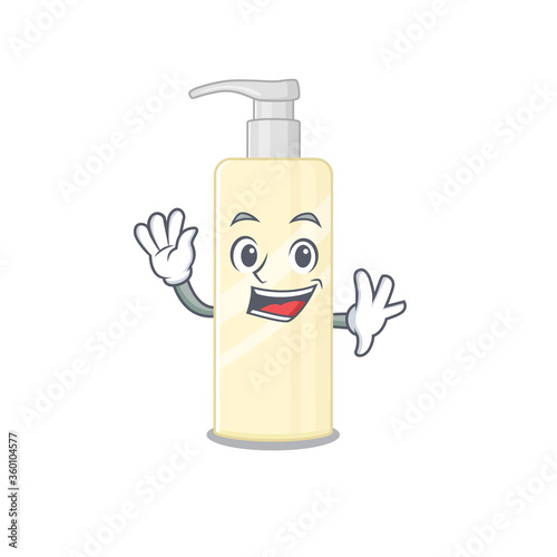 A charismatic hair mask mascot design concept smiling and waving hand