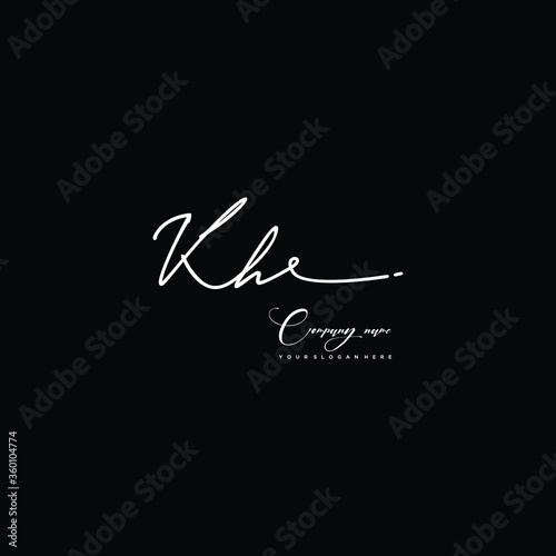 KH initials signature logo. Handwriting logo vector templates. Hand drawn Calligraphy lettering Vector illustration. 