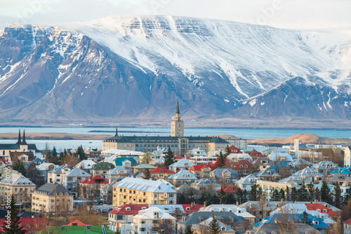 Cityscape view of Reykjavik the capital city of Iceland.