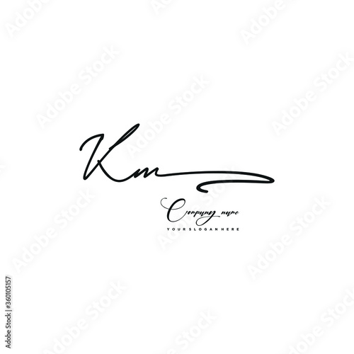 KM initials signature logo. Handwriting logo vector templates. Hand drawn Calligraphy lettering Vector illustration.
