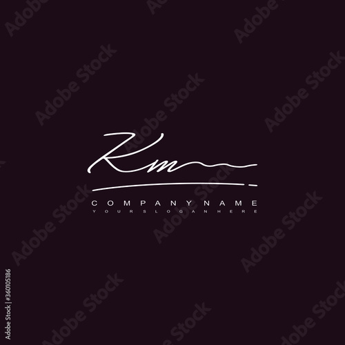 KM initials signature logo. Handwriting logo vector templates. Hand drawn Calligraphy lettering Vector illustration. 