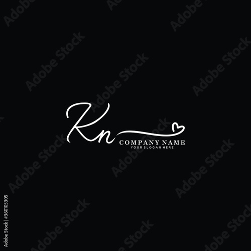 KN initials signature logo. Handwriting logo vector templates. Hand drawn Calligraphy lettering Vector illustration. 