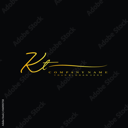 KT initials signature logo. Handwriting logo vector templates. Hand drawn Calligraphy lettering Vector illustration.
