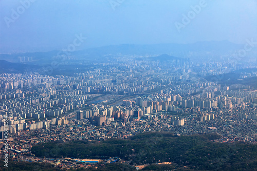 View on Seoul from Jaunbong Peak in Bukhansan National Park  Korea