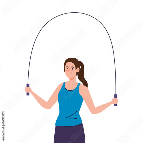 woman jumping rope, sport recreation exercise