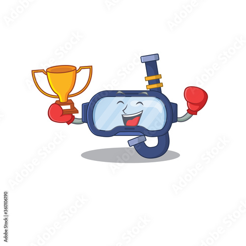 Fabulous boxing winner of dive glasses caricature design style