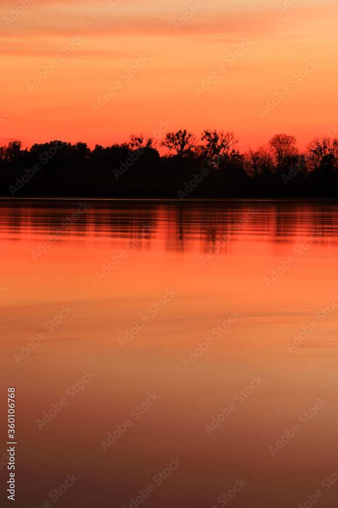 Colorful sunset by the Odra River, Poland. Colorful sunset by the Odra River, Poland.