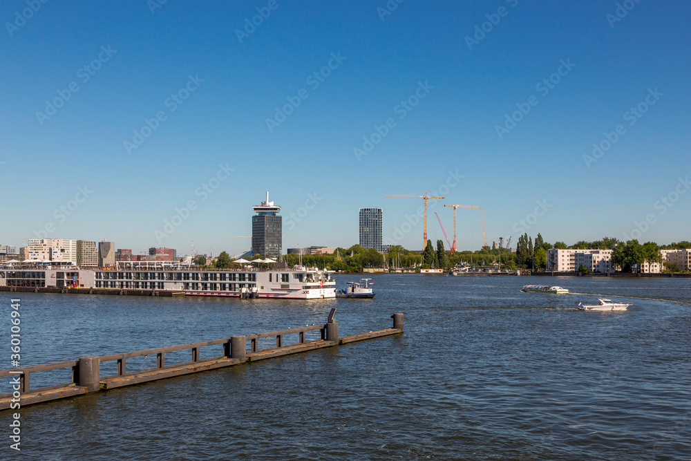 View of Amstel River Ambed in Amsterdam