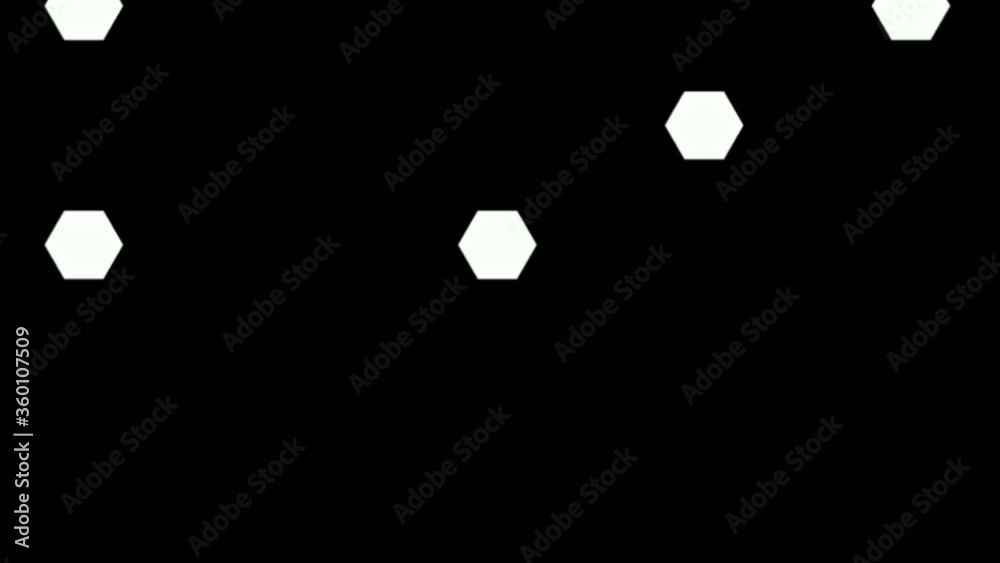 White and blue hexagons in black background - animation