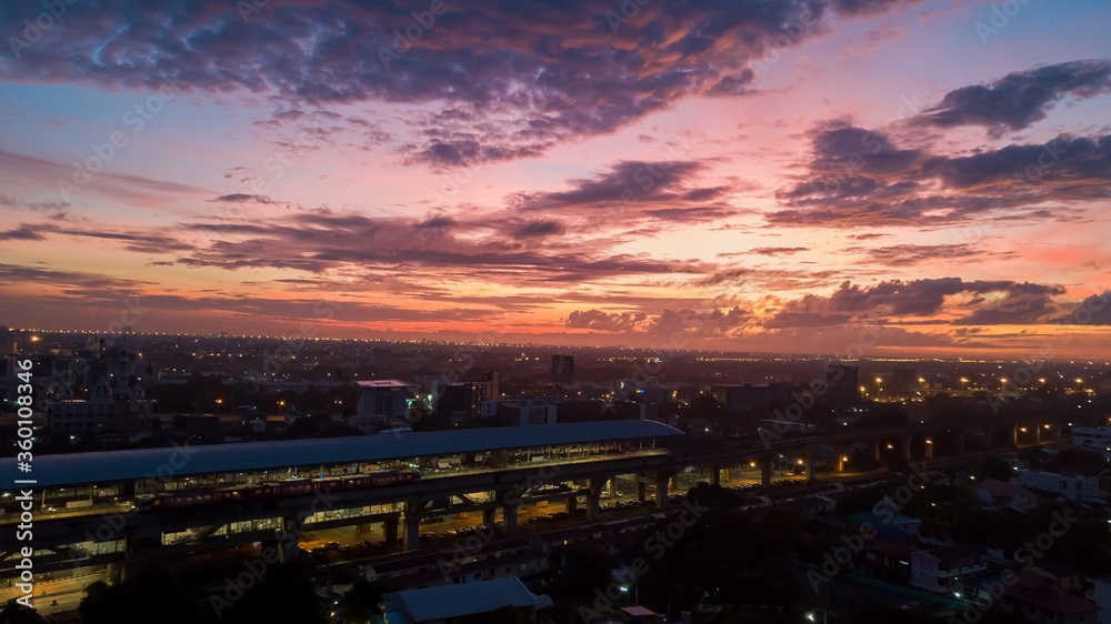Fototapeta premium Background of colorful sky concept: Dramatic sunset with twilight color sky and clouds.