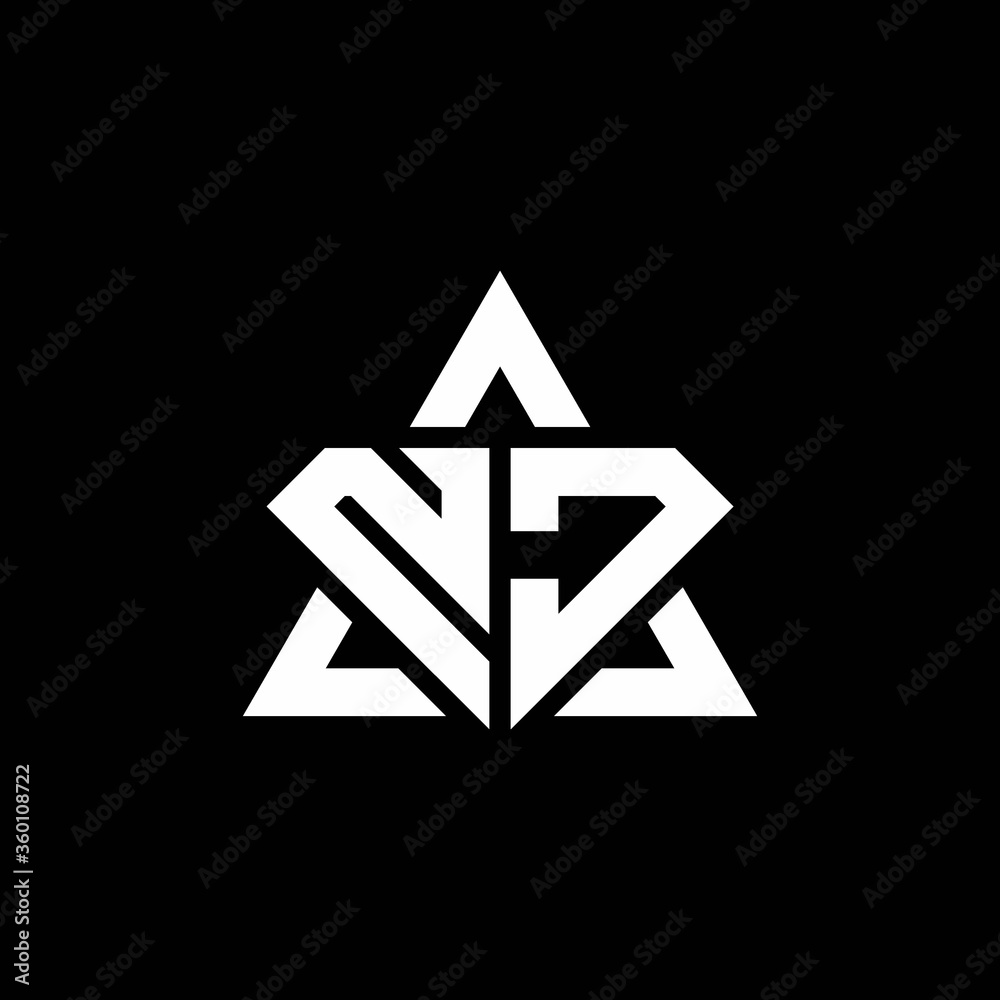 NJ monogram logo with diamond shape and triangle outline NJ monogram logo with diamond shape and triangle outline