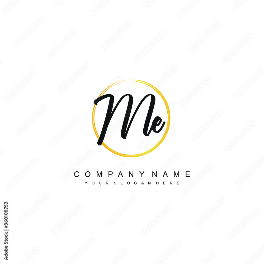 ME initials signature logo. Handwriting logo vector templates. Hand drawn Calligraphy lettering Vector illustration.