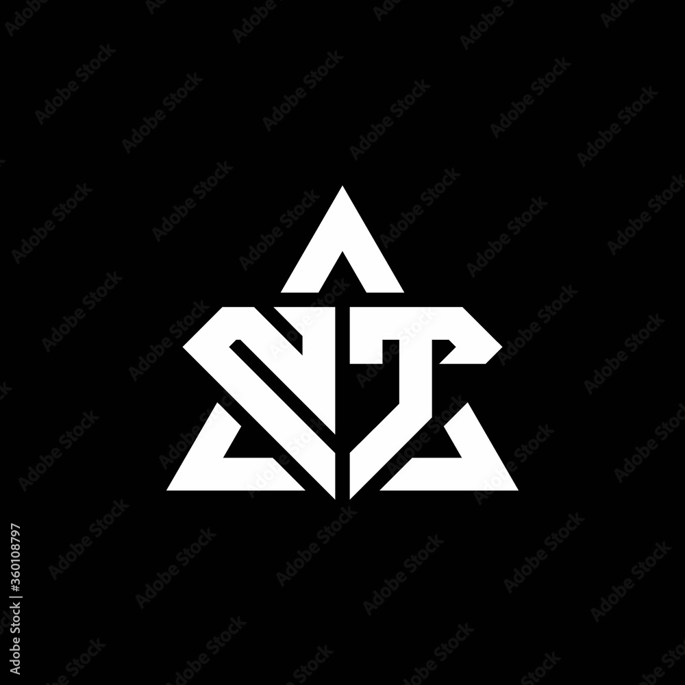 NT monogram logo with diamond shape and triangle outline NT monogram logo with diamond shape and triangle outline
