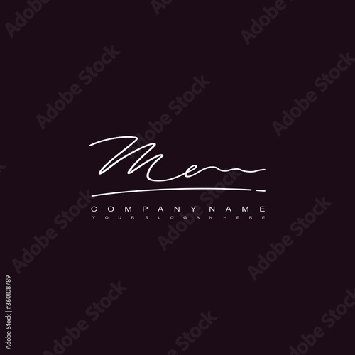 ME initials signature logo. Handwriting logo vector templates. Hand drawn Calligraphy lettering Vector illustration.