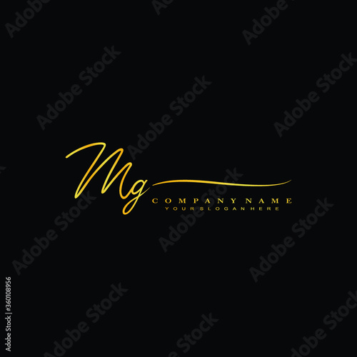 MG initials signature logo. Handwriting logo vector templates. Hand drawn Calligraphy lettering Vector illustration.