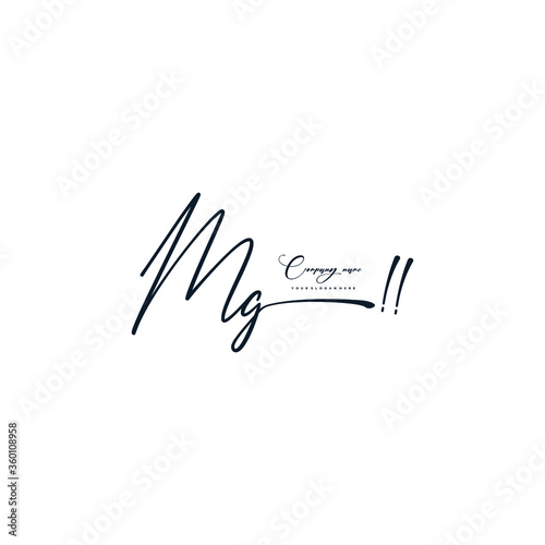 MG initials signature logo. Handwriting logo vector templates. Hand drawn Calligraphy lettering Vector illustration. photo