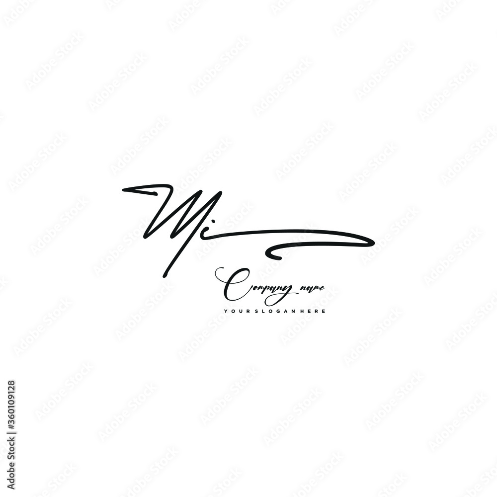 MI initials signature logo. Handwriting logo vector templates. Hand drawn Calligraphy lettering Vector illustration. MI initials signature logo. Handwriting logo vector templates. Hand drawn Calligraphy lettering Vector illustration.