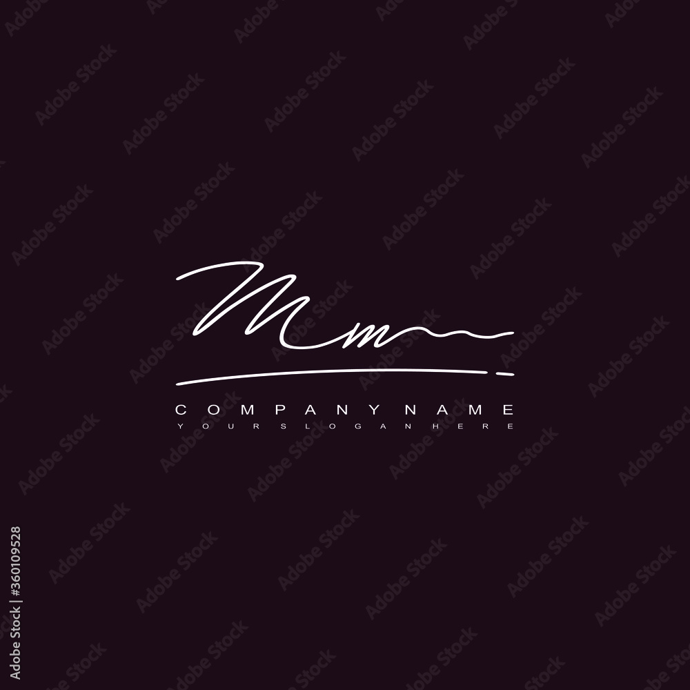 Fototapeta premium MM initials signature logo. Handwriting logo vector templates. Hand drawn Calligraphy lettering Vector illustration.