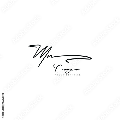 MN initials signature logo. Handwriting logo vector templates. Hand drawn Calligraphy lettering Vector illustration.