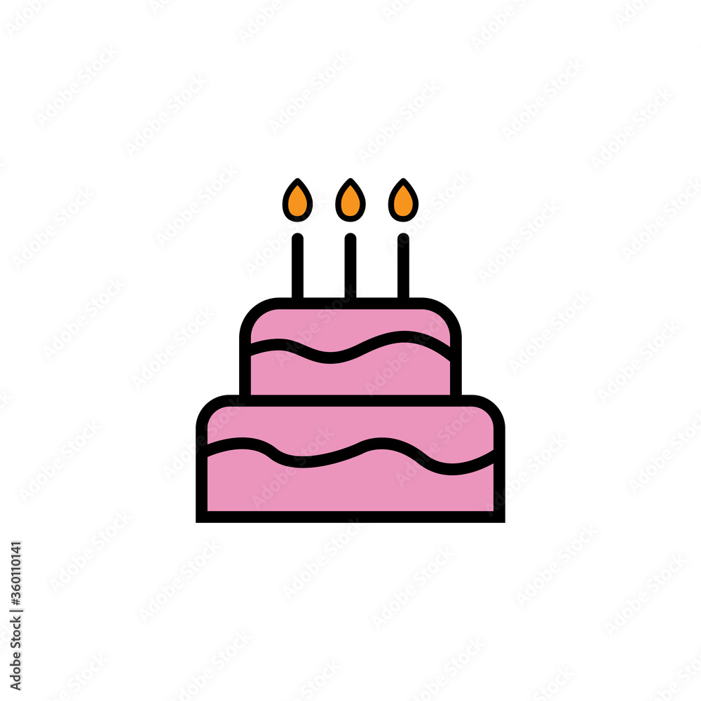 birthday party flat symbol, cake flat icon. design vector illustration birthday party flat symbol, cake flat icon. design vector illustration