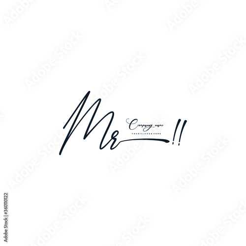 MR initials signature logo. Handwriting logo vector templates. Hand drawn Calligraphy lettering Vector illustration.