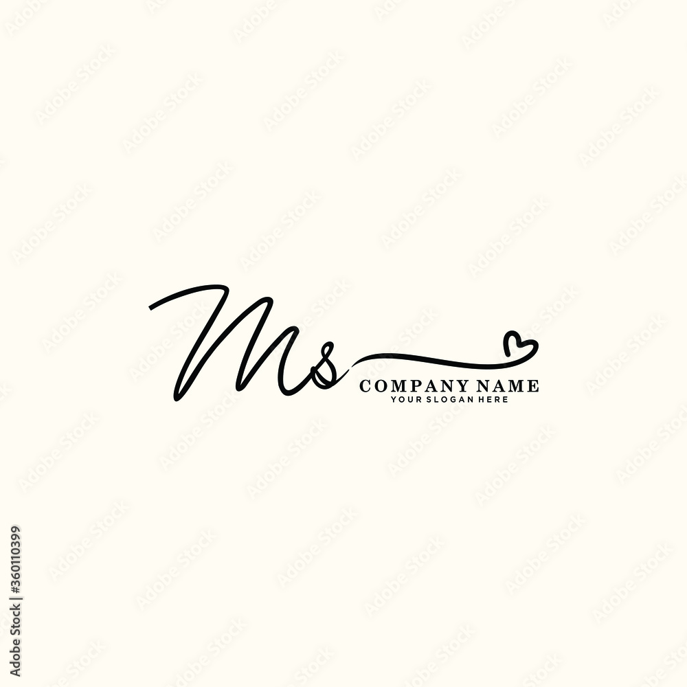 MS initials signature logo. Handwriting logo vector templates. Hand drawn Calligraphy lettering Vector illustration.