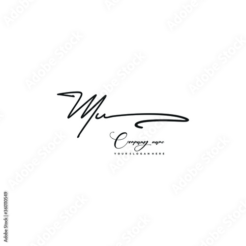 MU initials signature logo. Handwriting logo vector templates. Hand drawn Calligraphy lettering Vector illustration.