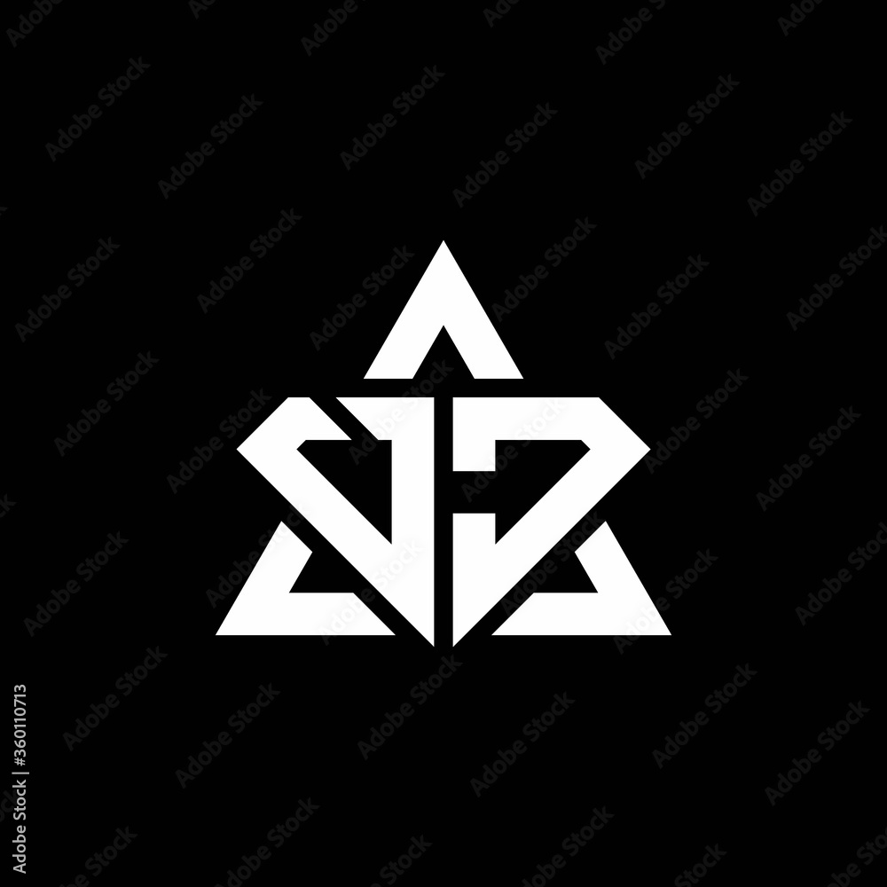 VJ monogram logo with diamond shape and triangle outline VJ monogram logo with diamond shape and triangle outline