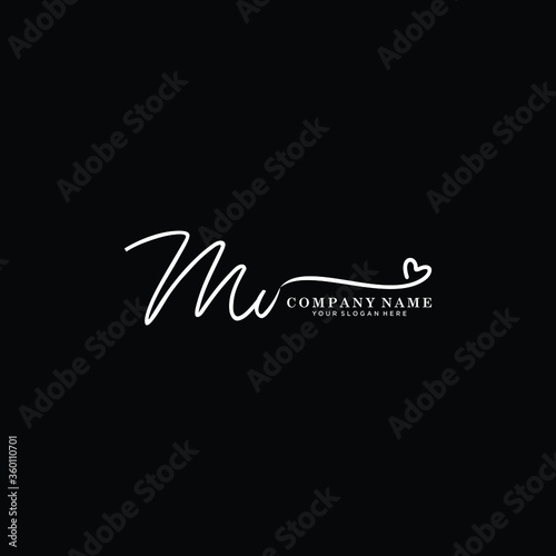 MV initials signature logo. Handwriting logo vector templates. Hand drawn Calligraphy lettering Vector illustration.