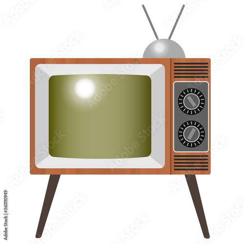 リアルでレトロなテレビのイラスト 脚付き