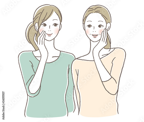 笑顔の女性　親子