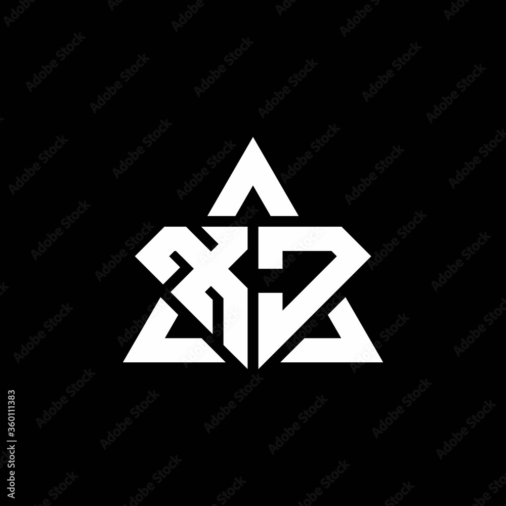 XJ monogram logo with diamond shape and triangle outline XJ monogram logo with diamond shape and triangle outline