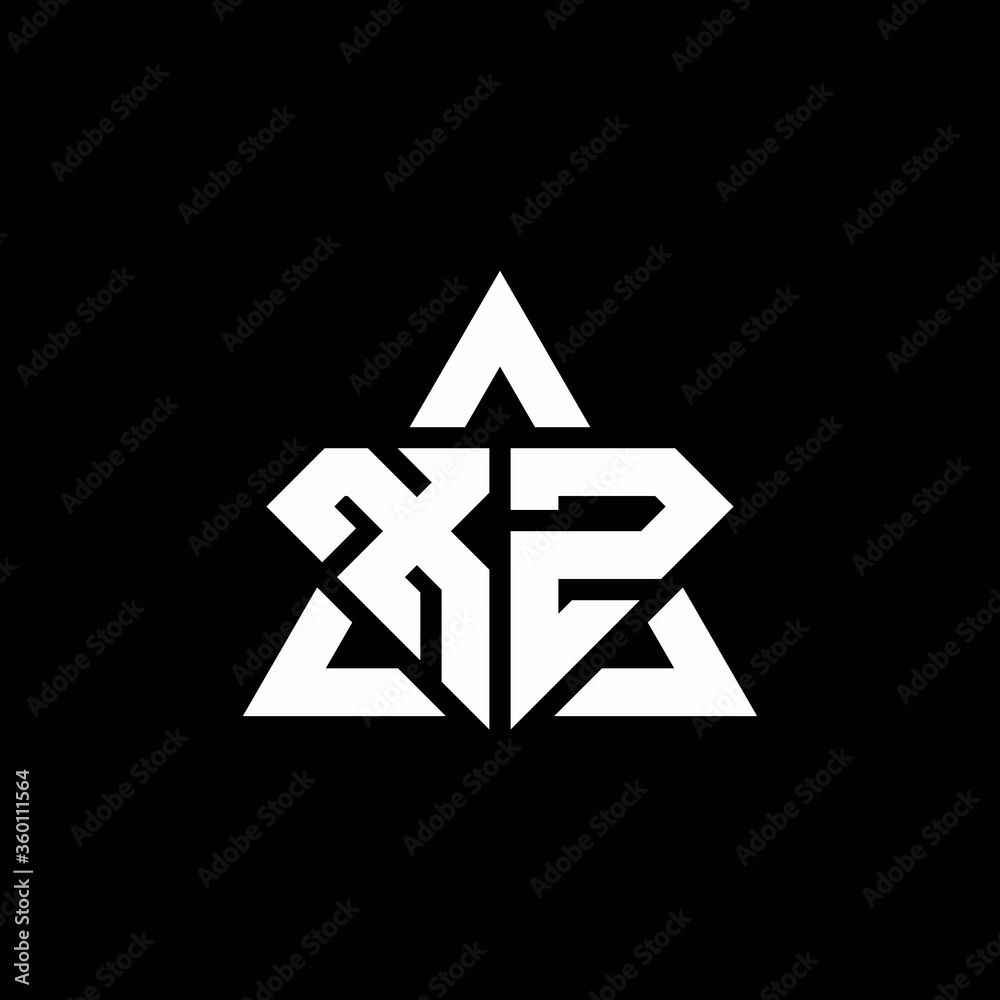 XZ monogram logo with diamond shape and triangle outline XZ monogram logo with diamond shape and triangle outline