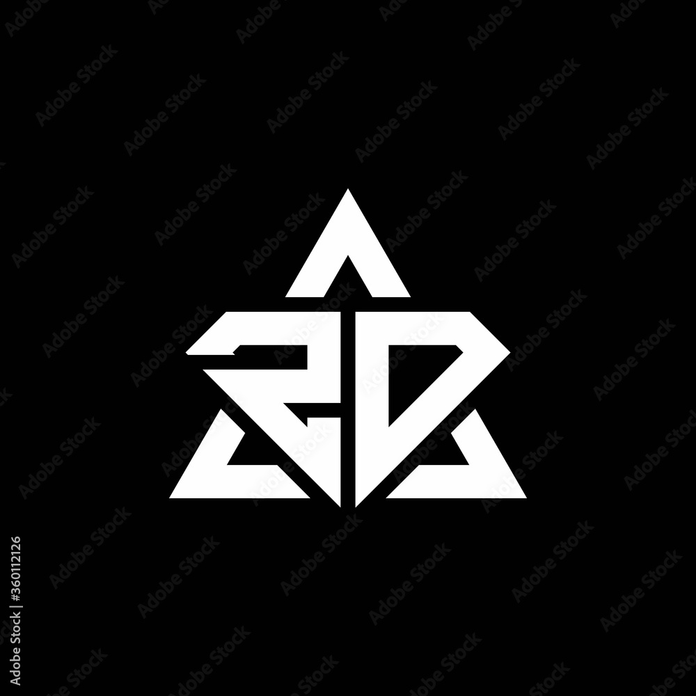 ZD monogram logo with diamond shape and triangle outline ZD monogram logo with diamond shape and triangle outline