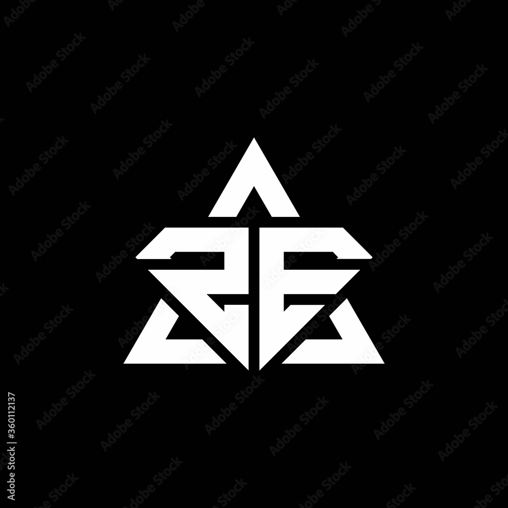 ZE monogram logo with diamond shape and triangle outline ZE monogram logo with diamond shape and triangle outline