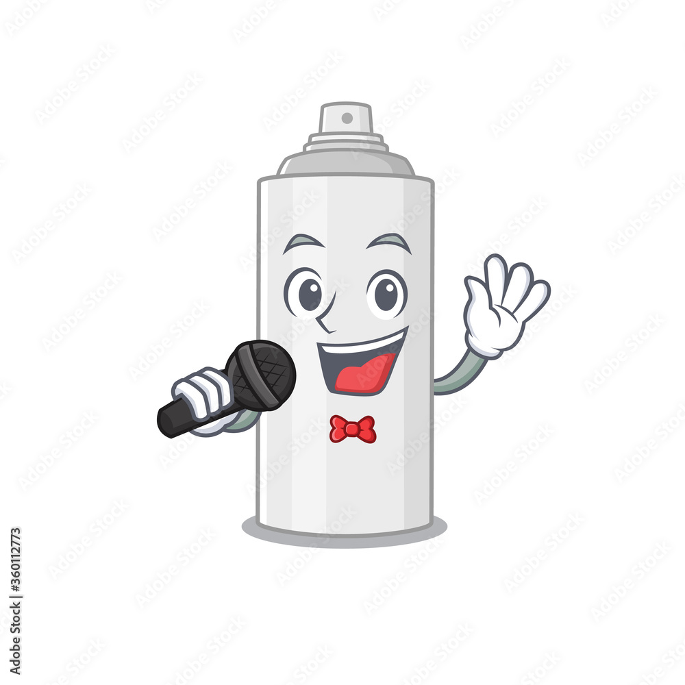 caricature character of hair spray happy singing with a microphone caricature character of hair spray happy singing with a microphone