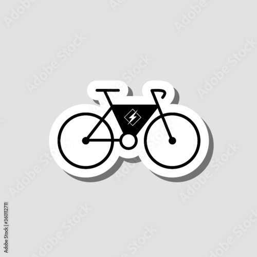 Electric bike, electro bicycle sticker isolated on gray background