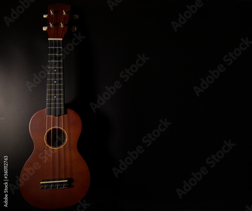 Beautiful Ukulele on black background