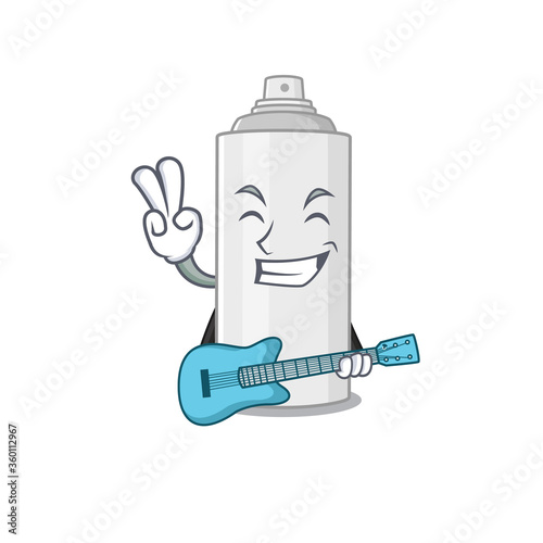 Hair spray musician cartoon design playing a guitar