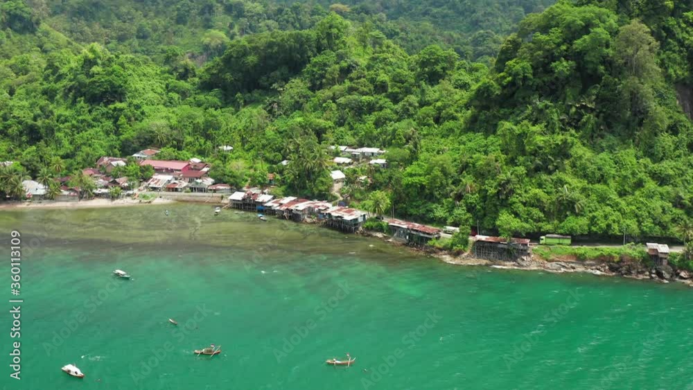 Bird eyes view of a scenic coastal town on the shore of sumatra. Bird eyes view of a scenic coastal town on the shore of sumatra.