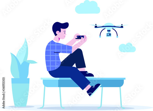 boy playing with drone